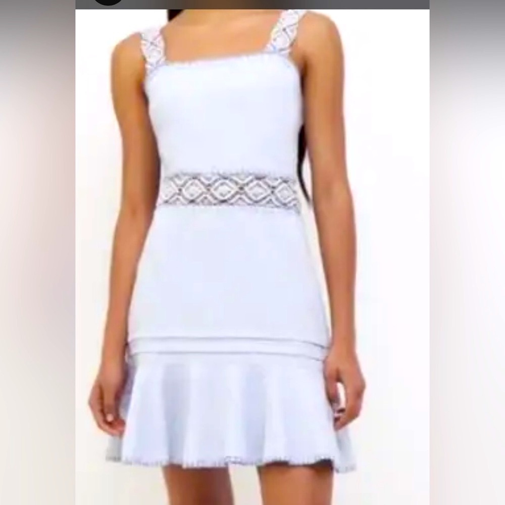 Jonathan Simkhai Flora Macrame Strap Mini Dress Breeze Blue Women's Size 0 New